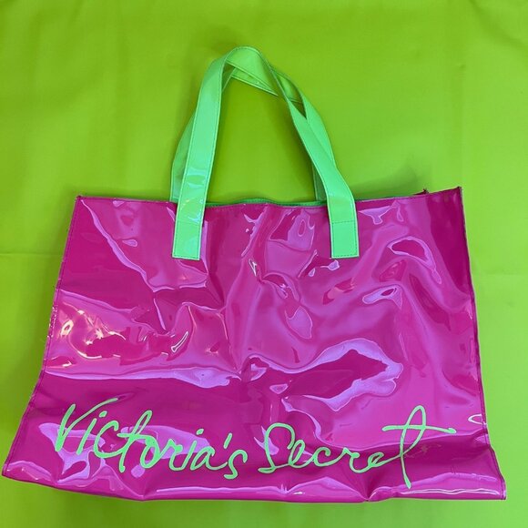Victoria's Secret Beach Bag, Pink and Neon Green - Picture 1 of 8